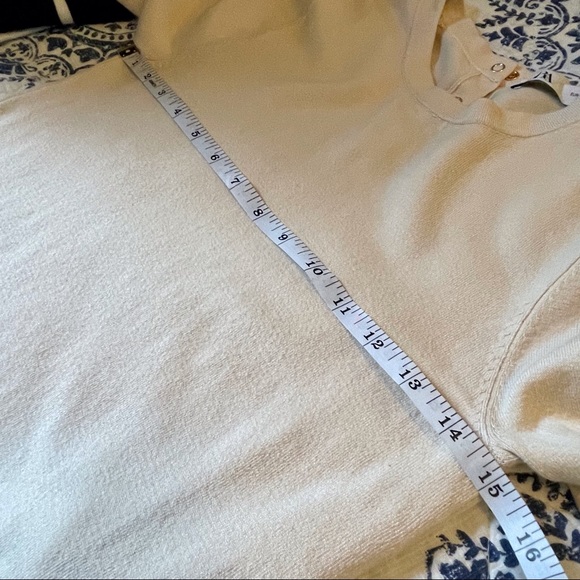 Zara Beige Basic Knit short sleeve sweater with gold buttons size S - Picture 8 of 9